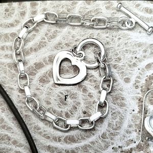 Silpada Sterling Silver Rolo Link Heart Charm Toggle Bracelet B0992